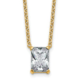 14k 2 1/2 carat Lab Grown Diamond VS+ F+ Radiant Complete 18 inch Four Prong Pendant Necklace